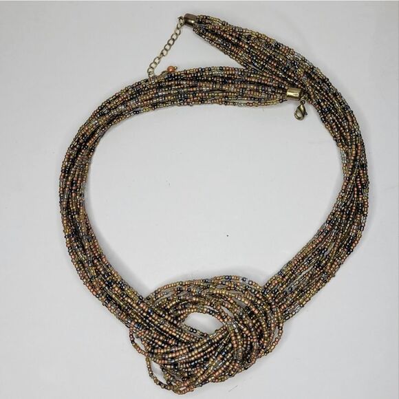 Woman Seed Bead Multi Strand Necklace. - Picture 3 of 7